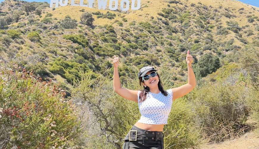 Ananya Nagalla's Starry Pose by the Hollywood Sign: A Dream in the Making