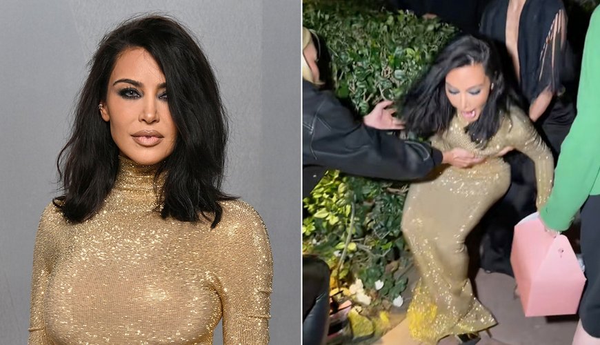 Kim Kardashian's Gucci Gown Mishap Steals the Spotlight at Oscars Party