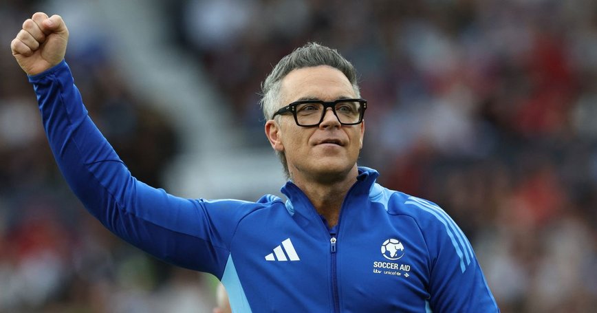 Robbie Williams' Off-Camera Gesture Steals the Show at Soccer Aid